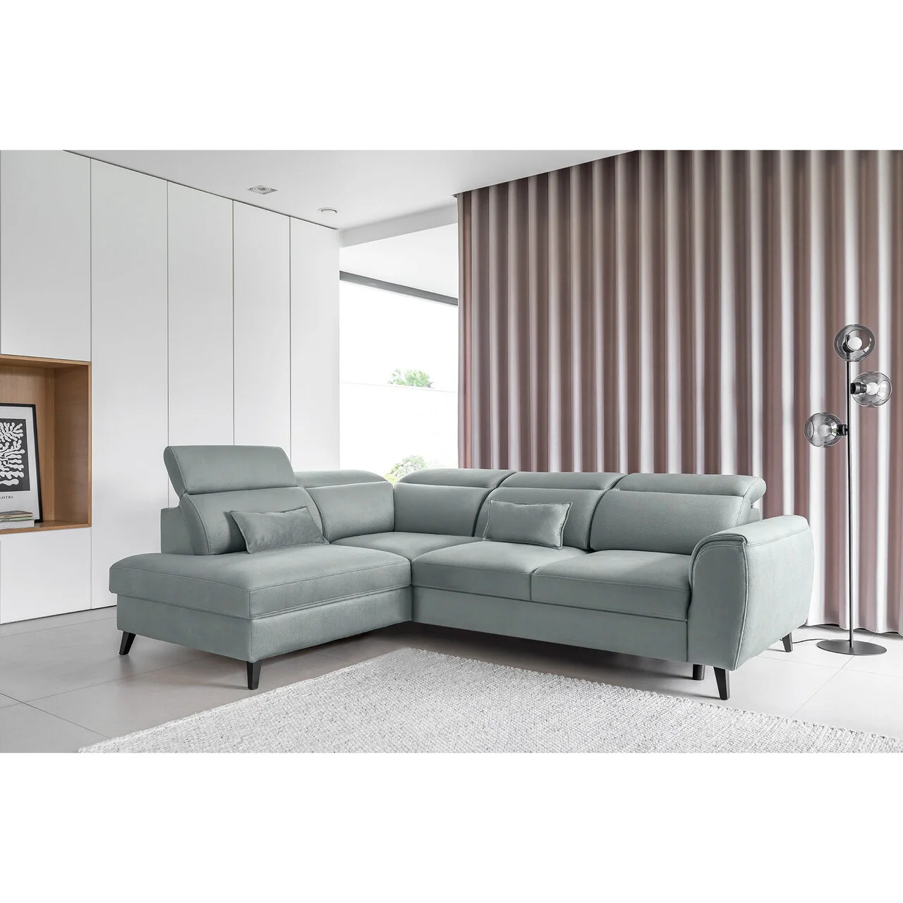Coltar extensibil stanga 4 locuri ELTAP, LT-100SAV, Noble, 255x201x100 cm, lemn/poliester, albastru Coltar extensibil stanga 4 locuri ELTAP, LT-100SAV, Noble, 255x201x100 cm, lemn/poliester, albastru