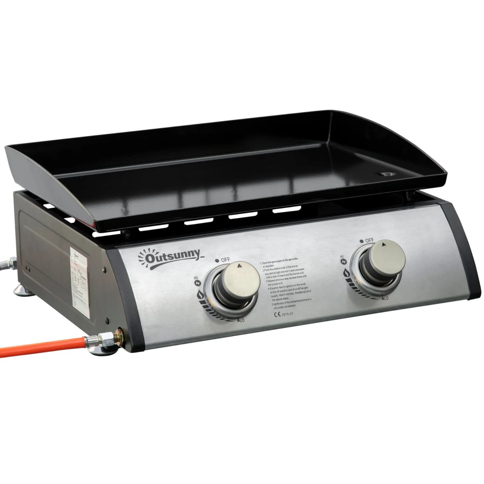 Gratar cu gaz si 2 arzatoare Outsunny, picioare reglabile, 6kW, 48.5x46x21cm, negru | Aosom Romania Gratar cu gaz si 2 arzatoare Outsunny, picioare reglabile, 6kW, 48.5x46x21cm, negru | Aosom Romania