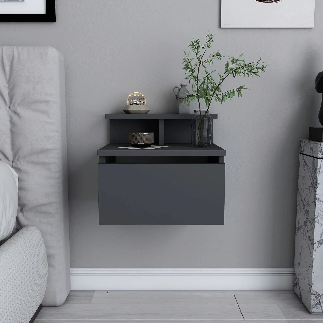 Noptiera, Hanah Home, Alice, 39.8x31.9x35 cm, Antracit Noptiera, Hanah Home, Alice, 39.8x31.9x35 cm, Antracit