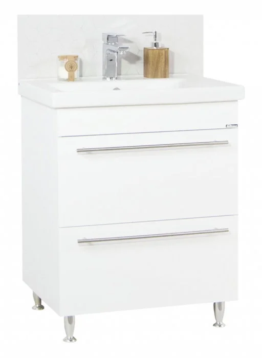 Set Baza front MDF si Lavoar seria 754, cu sertare, 65 cm, alb Set Baza front MDF si Lavoar seria 754, cu sertare, 65 cm, alb