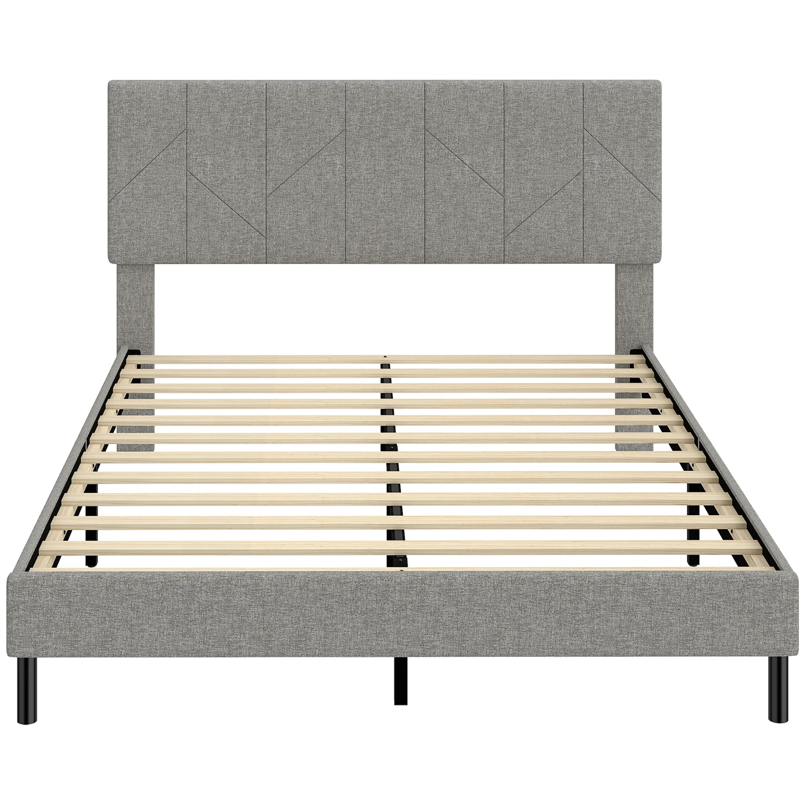 HOMCOM Cadru de pat 140 x 190 cm cu somier şi tăblie reglabilă, pat dublu tapiţat în in, depozitare dedesubt, gri | Aosom Romania HOMCOM Cadru de pat 140 x 190 cm cu somier şi tăblie reglabilă, pat dublu tapiţat în in, depozitare dedesubt, gri | Aosom Romania