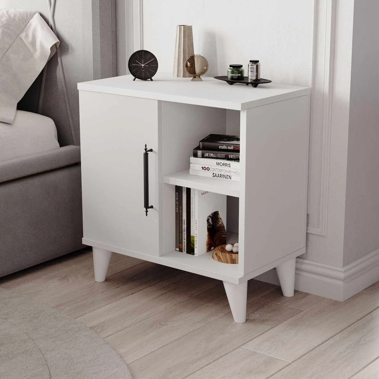 Noptiera, Hanah Home, Rose, 55.5x59.5x33 cm, Alb Noptiera, Hanah Home, Rose, 55.5x59.5x33 cm, Alb