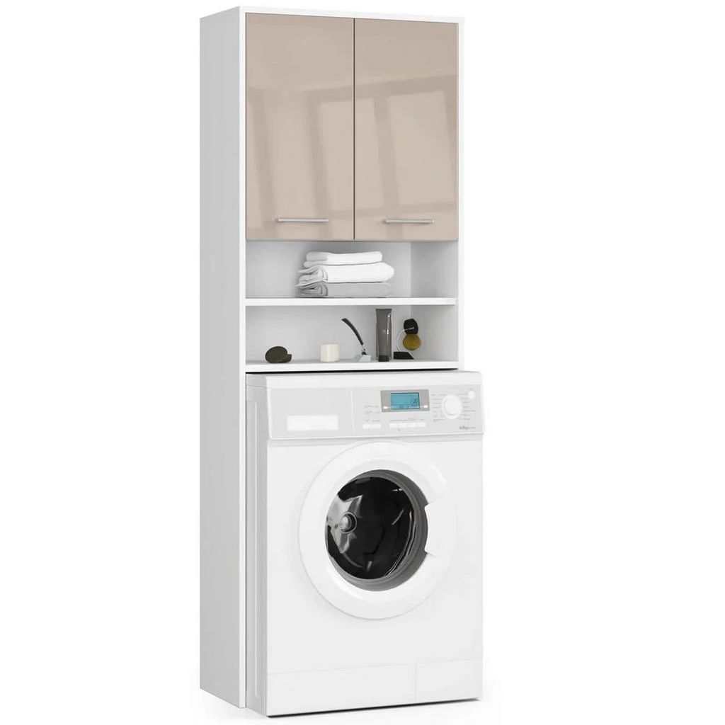 DULAP PENTRU MAȘINA DE SPĂLAT cu două uși, 64 × 30 × 190 cm Alb, cappuccino DULAP PENTRU MAȘINA DE SPĂLAT cu două uși, 64 × 30 × 190 cm Alb, cappuccino
