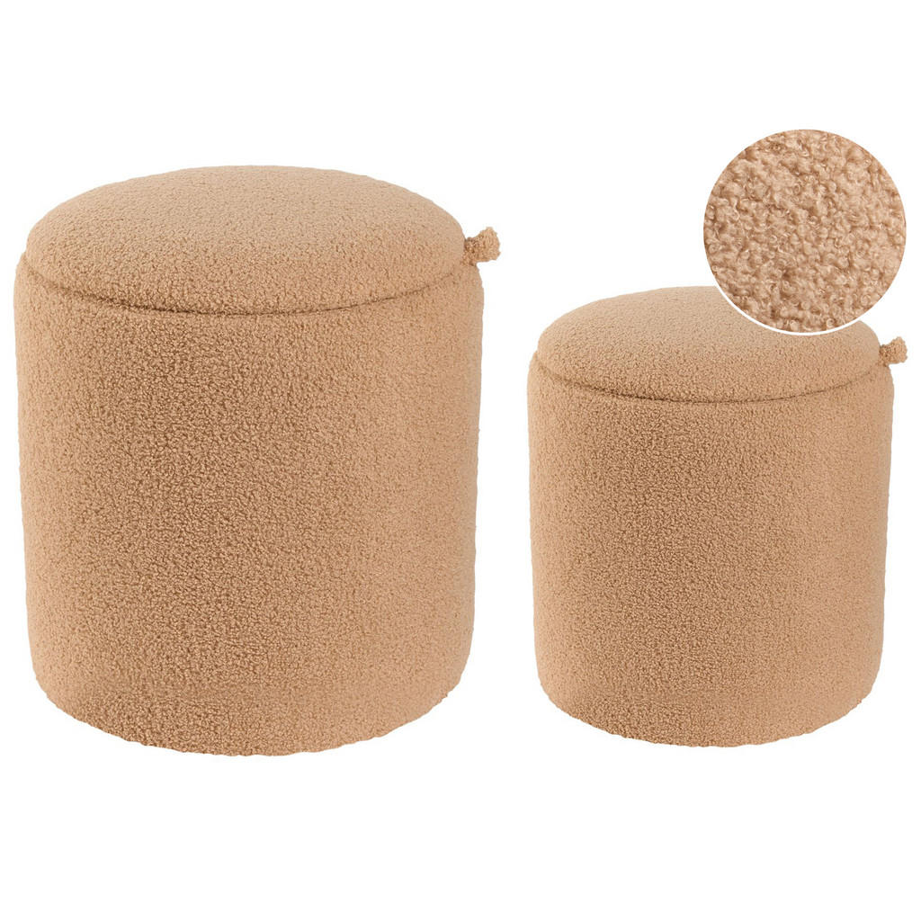 POUF set de 2 bouclé maro deschis POUF set de 2 bouclé maro deschis