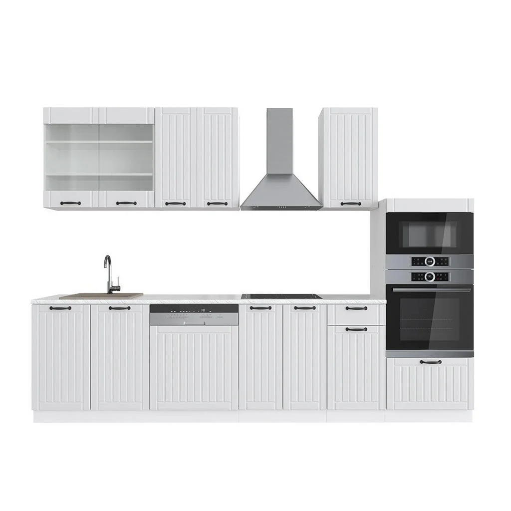 KITCHENETTE Fame-Line Casa albă la țară/Alb 300 cm cu dulap înalt, fără blat KITCHENETTE Fame-Line Casa albă la țară/Alb 300 cm cu dulap înalt, fără blat