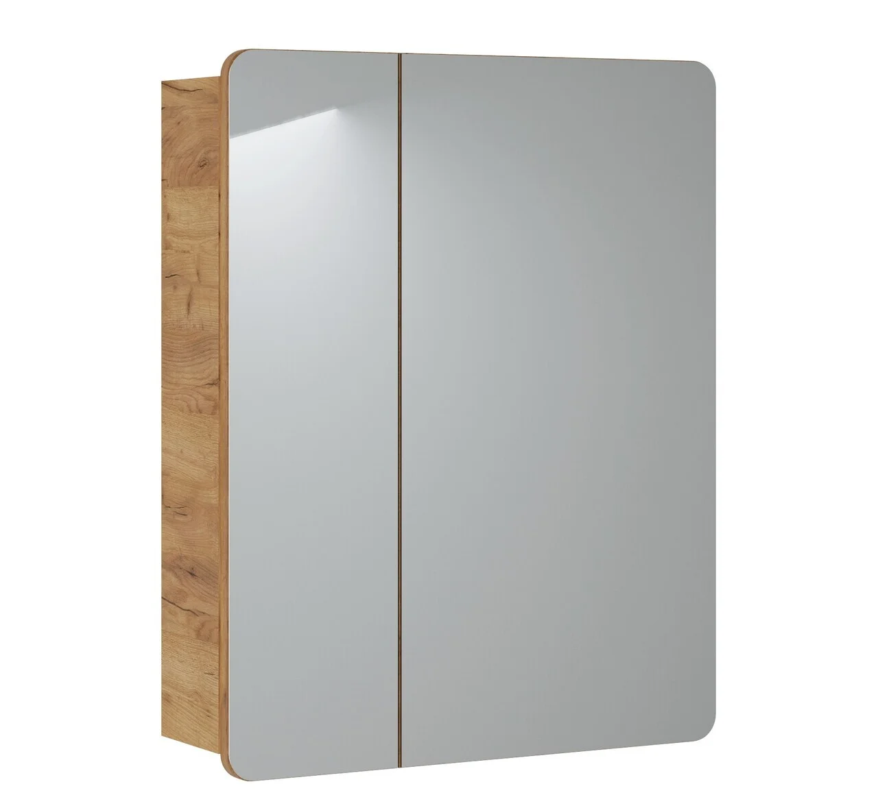 Cabinet cu oglinda si 2 usi, Aruba White, Comad, 60x16x75 cm, PAL laminat, stejar craft gold Cabinet cu oglinda si 2 usi, Aruba White, Comad, 60x16x75 cm, PAL laminat, stejar craft gold