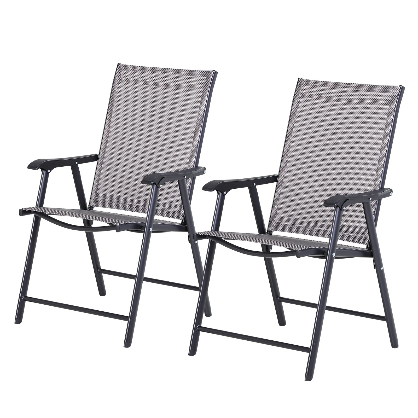 Set de 2 Scaune Pliabile Outsunny pentru Exterior,Otel si Textilen, Gri si Negru | Aosom Romania Set de 2 Scaune Pliabile Outsunny pentru Exterior,Otel si Textilen, Gri si Negru | Aosom Romania