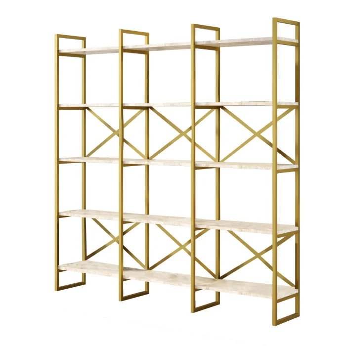 Raft VG6-GE, marmura alba + auriu, 170x30x175 cm