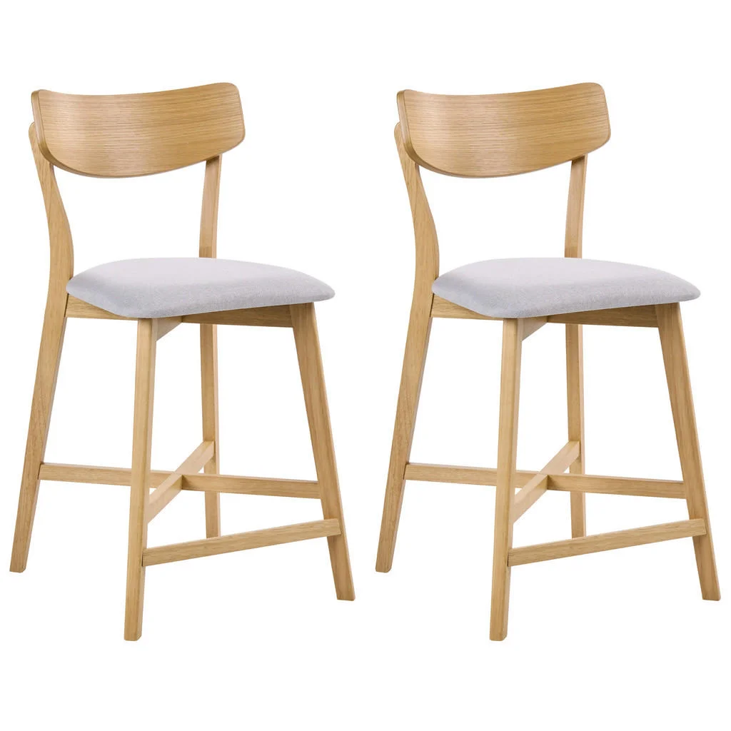 SCAUN DE BAR set de 2 lemn maro deschis/gri Holly SCAUN DE BAR set de 2 lemn maro deschis/gri Holly