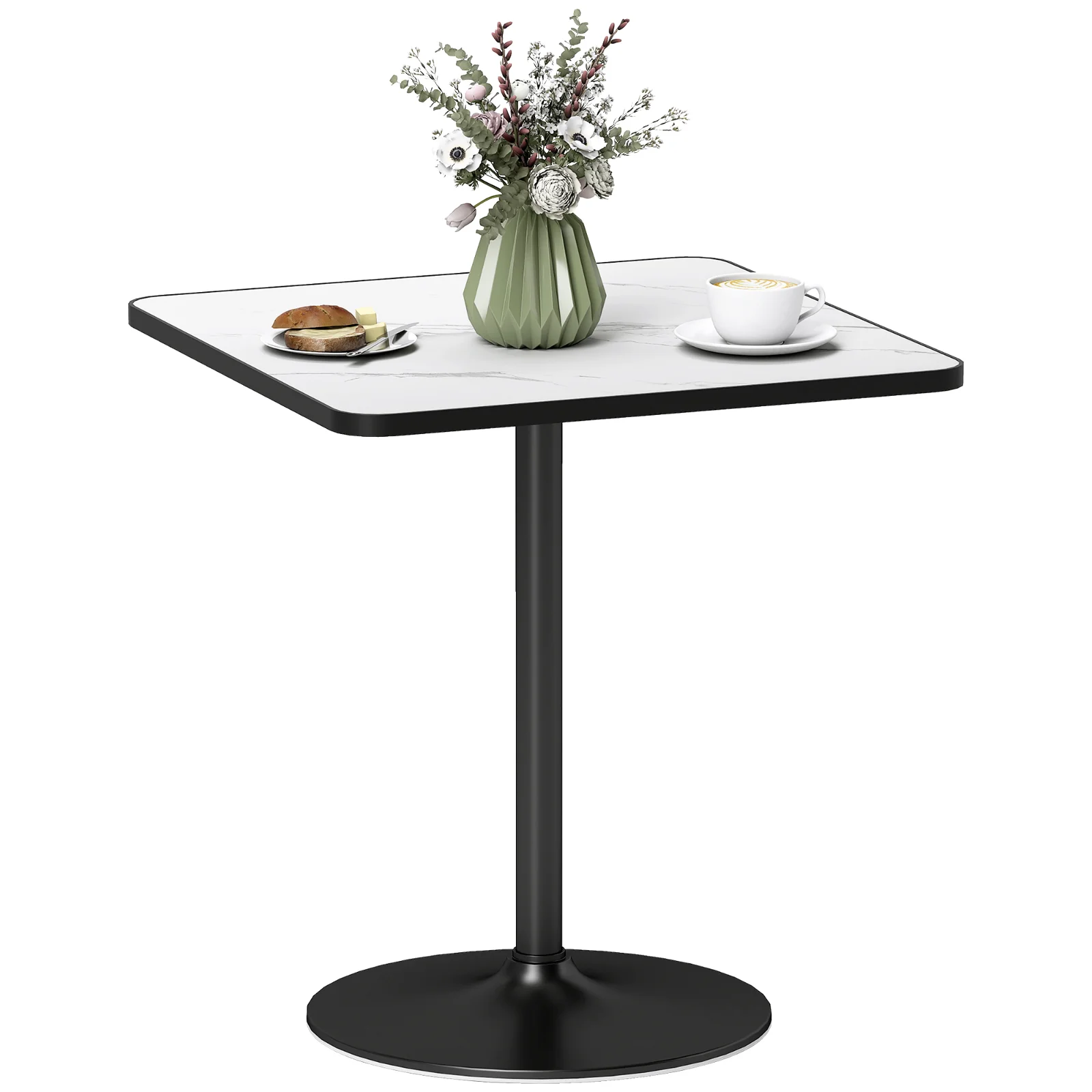 HOMCOM Masă de dining pentru 4 persoane masă de bucătărie stil modern cu blat efect marmură și bază rotundă, 70 x 70 cm, alb | Aosom Romania HOMCOM Masă de dining pentru 4 persoane masă de bucătărie stil modern cu blat efect marmură și bază rotundă, 70 x 70 cm, alb | Aosom Romania