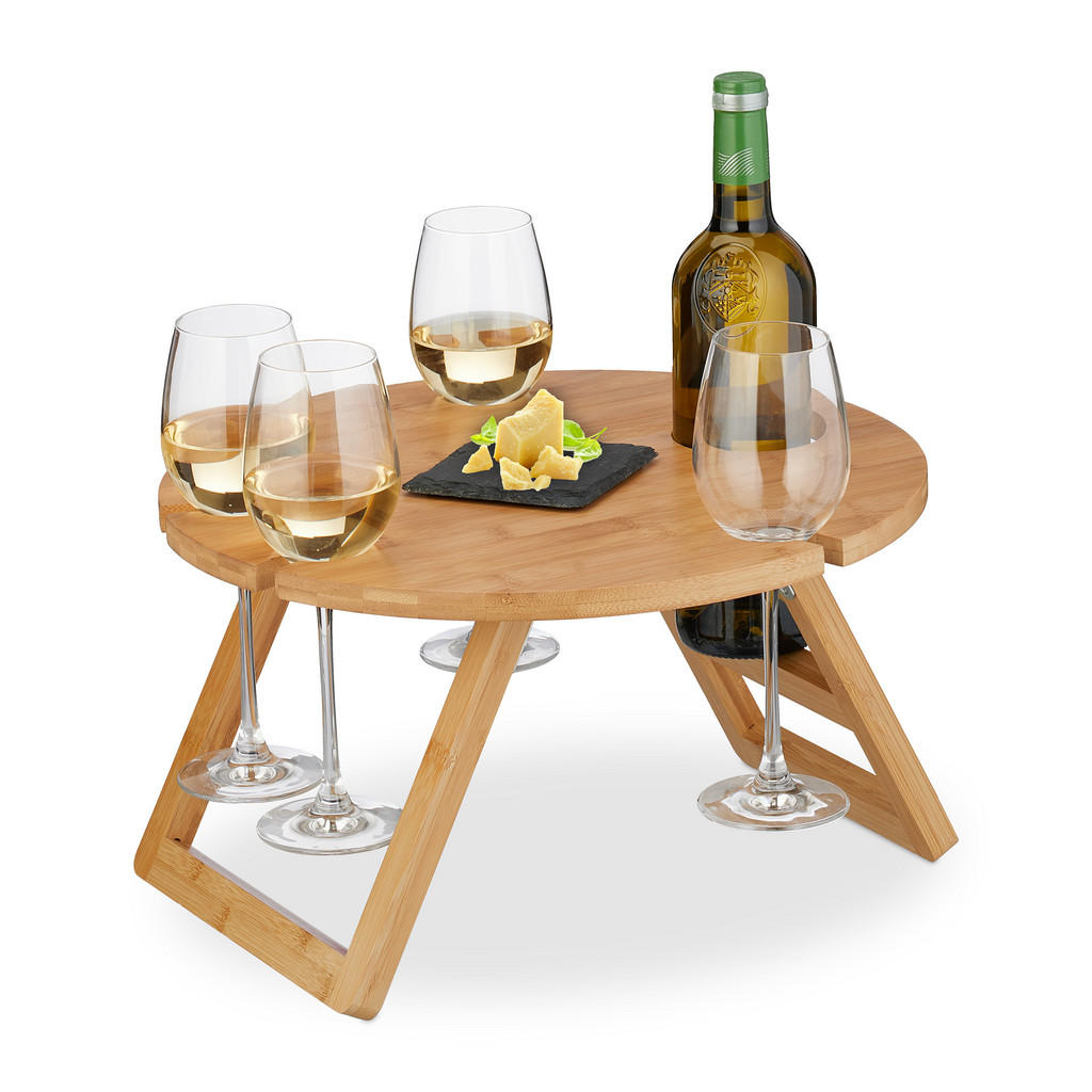 MASA Natural bambus pliabilă pentru vin 4 pahare 39 cm MASA Natural bambus pliabilă pentru vin 4 pahare 39 cm