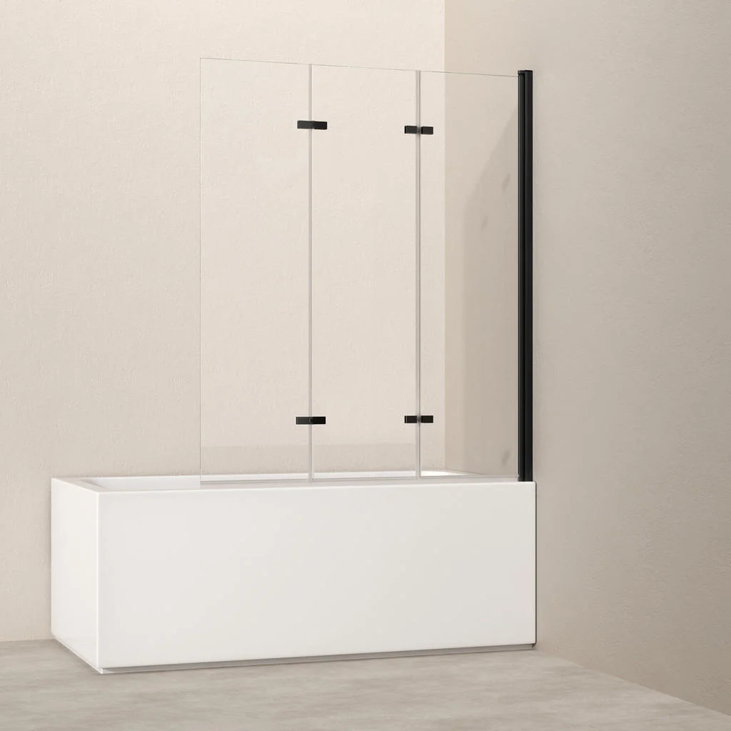 PARAVAN pentru cadă triplu pliabil Negru 120/140/0,6 cm PARAVAN pentru cadă triplu pliabil Negru 120/140/0,6 cm