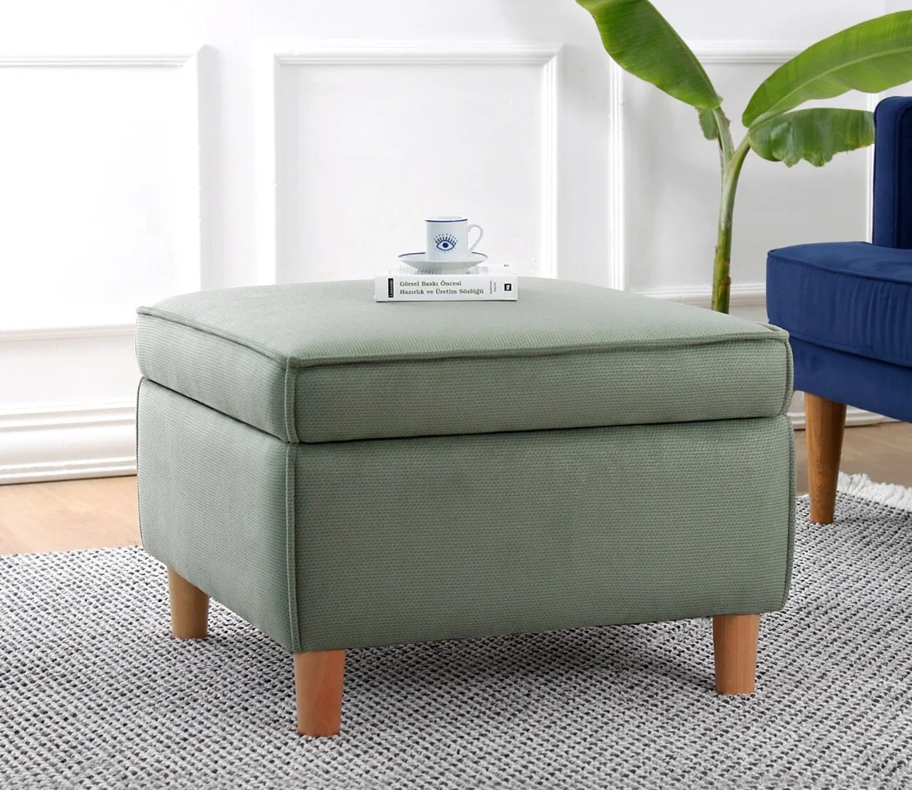 Taburet, Atelier del Sofa, 209FLF1420, Bumbac, Verde Taburet, Atelier del Sofa, 209FLF1420, Bumbac, Verde