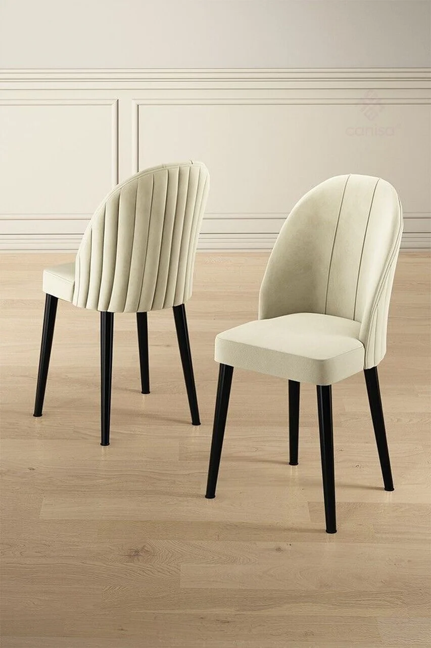 Set scaune 2 piese, Hanah Home, Mara, Crem/Negru Set scaune 2 piese, Hanah Home, Mara, Crem/Negru