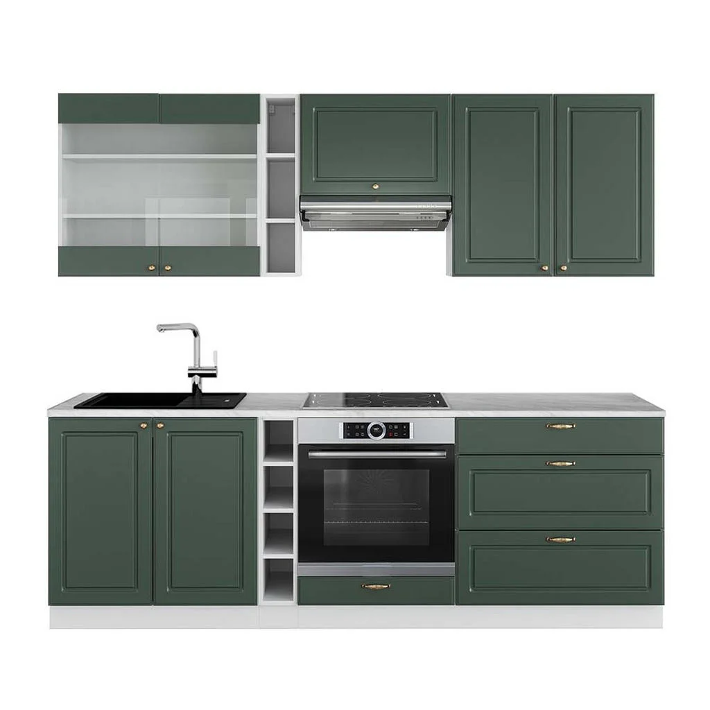 KITCHENETTE Fame-Line Casă de țară verde-aurie/alb 235 cm , AP Marmură KITCHENETTE Fame-Line Casă de țară verde-aurie/alb 235 cm , AP Marmură