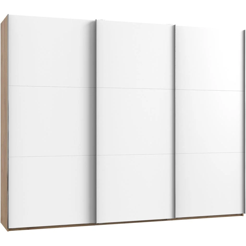 Dulap Cu Uși Culisante, 300/236/65 cm, alb, culoare lemn stejar, culoare aluminiu Dulap Cu Uși Culisante, 300/236/65 cm, alb, culoare lemn stejar, culoare aluminiu
