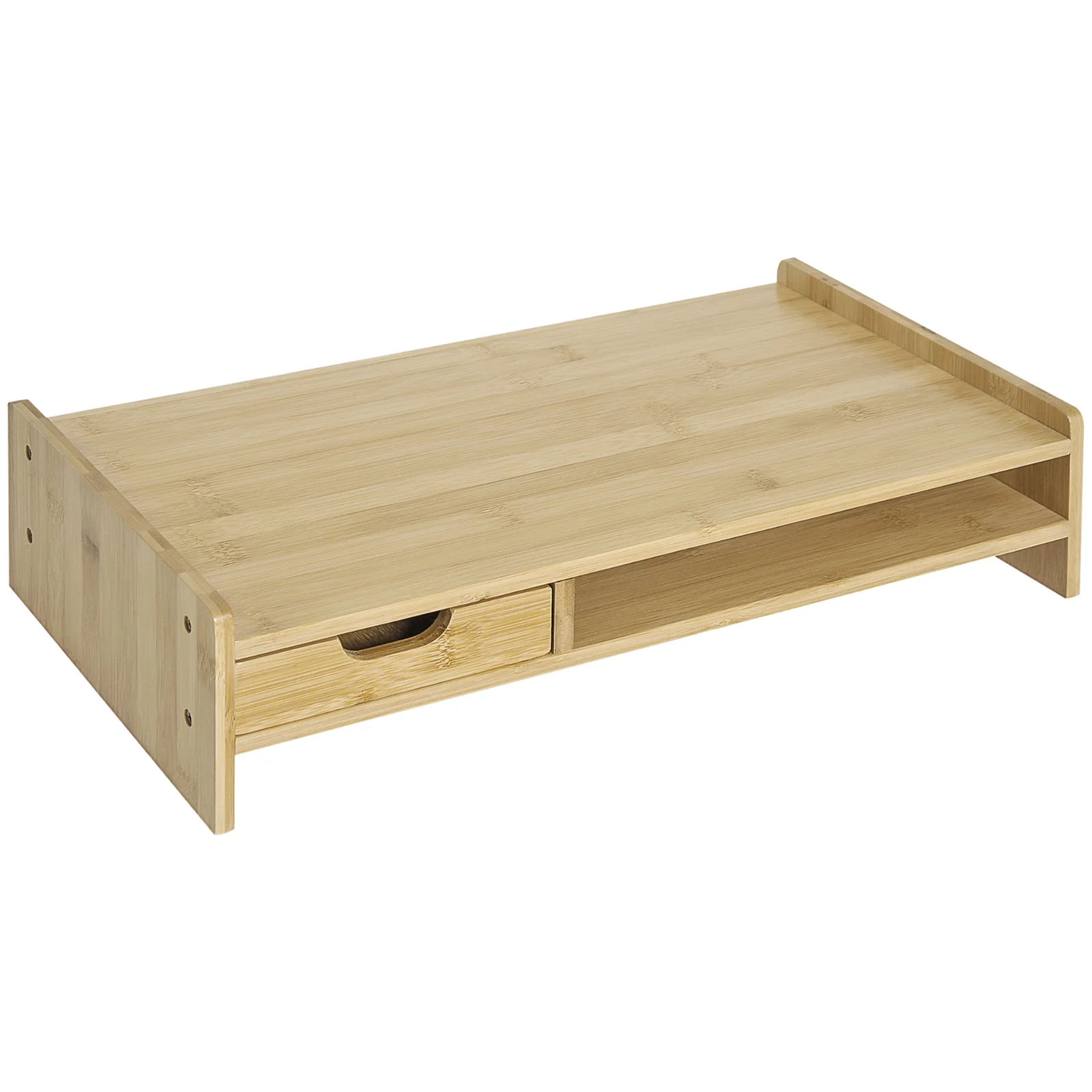 HOMCOM Suport pentru Monitor cu Spațiu pentru Mouse și Tastatură și Raft de Depozitare, 49x25,5x11,5 cm, Natural | Aosom Romania HOMCOM Suport pentru Monitor cu Spațiu pentru Mouse și Tastatură și Raft de Depozitare, 49x25,5x11,5 cm, Natural | Aosom Romania