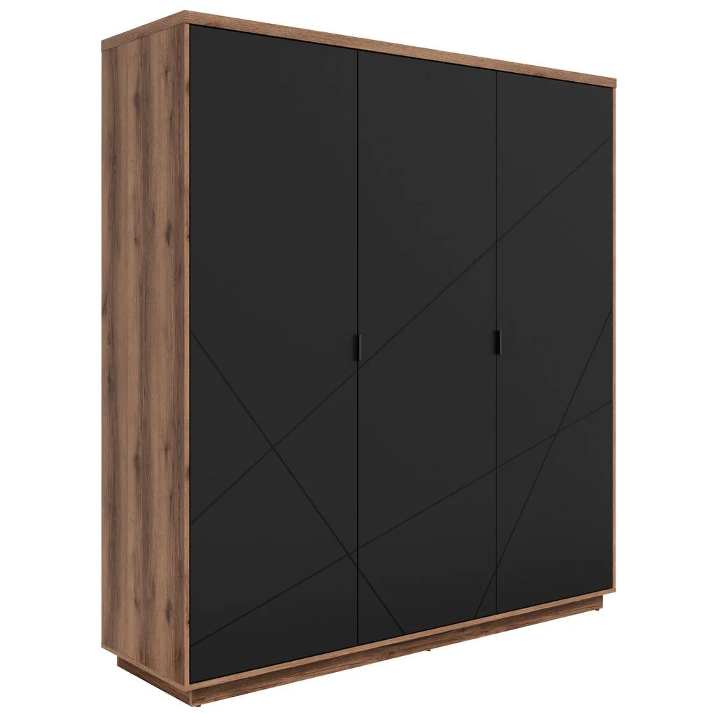 Dulap Cu Uși Rotative, 180/200,5/56,5 cm, negru, culoare lemn stejar Dulap Cu Uși Rotative, 180/200,5/56,5 cm, negru, culoare lemn stejar