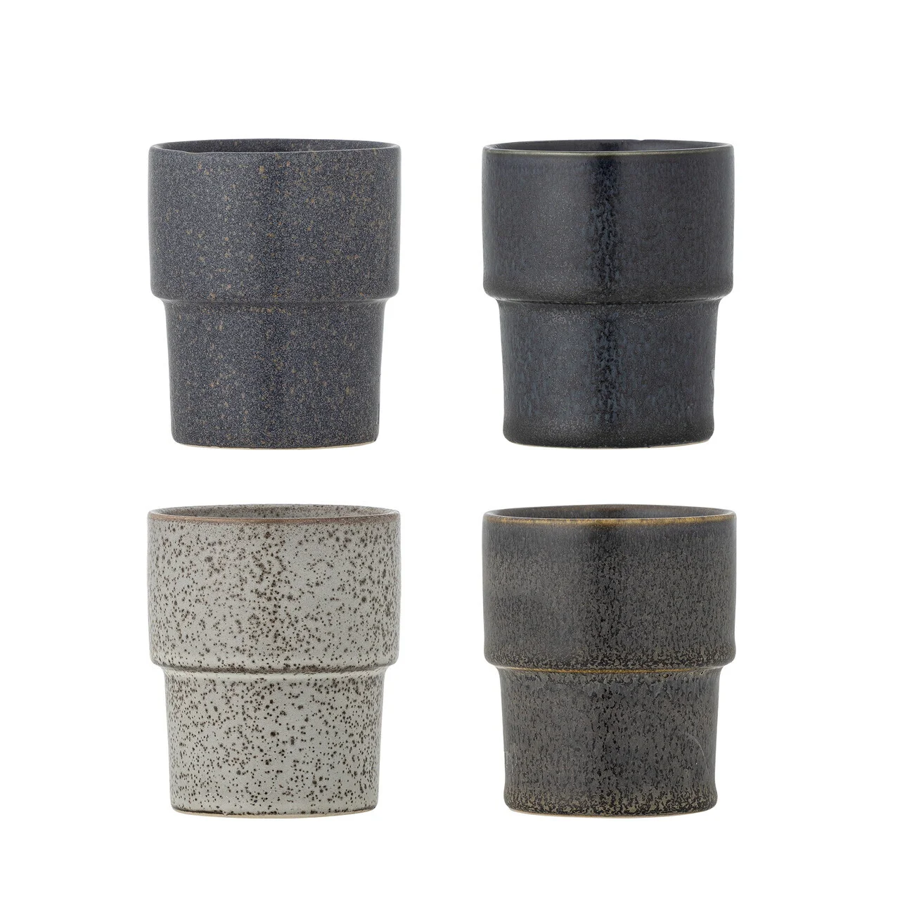 Set 4 cesti, Bloomingville, Ewan, 7.5x9 cm, 150 ml, ceramica, multicolor Set 4 cesti, Bloomingville, Ewan, 7.5x9 cm, 150 ml, ceramica, multicolor