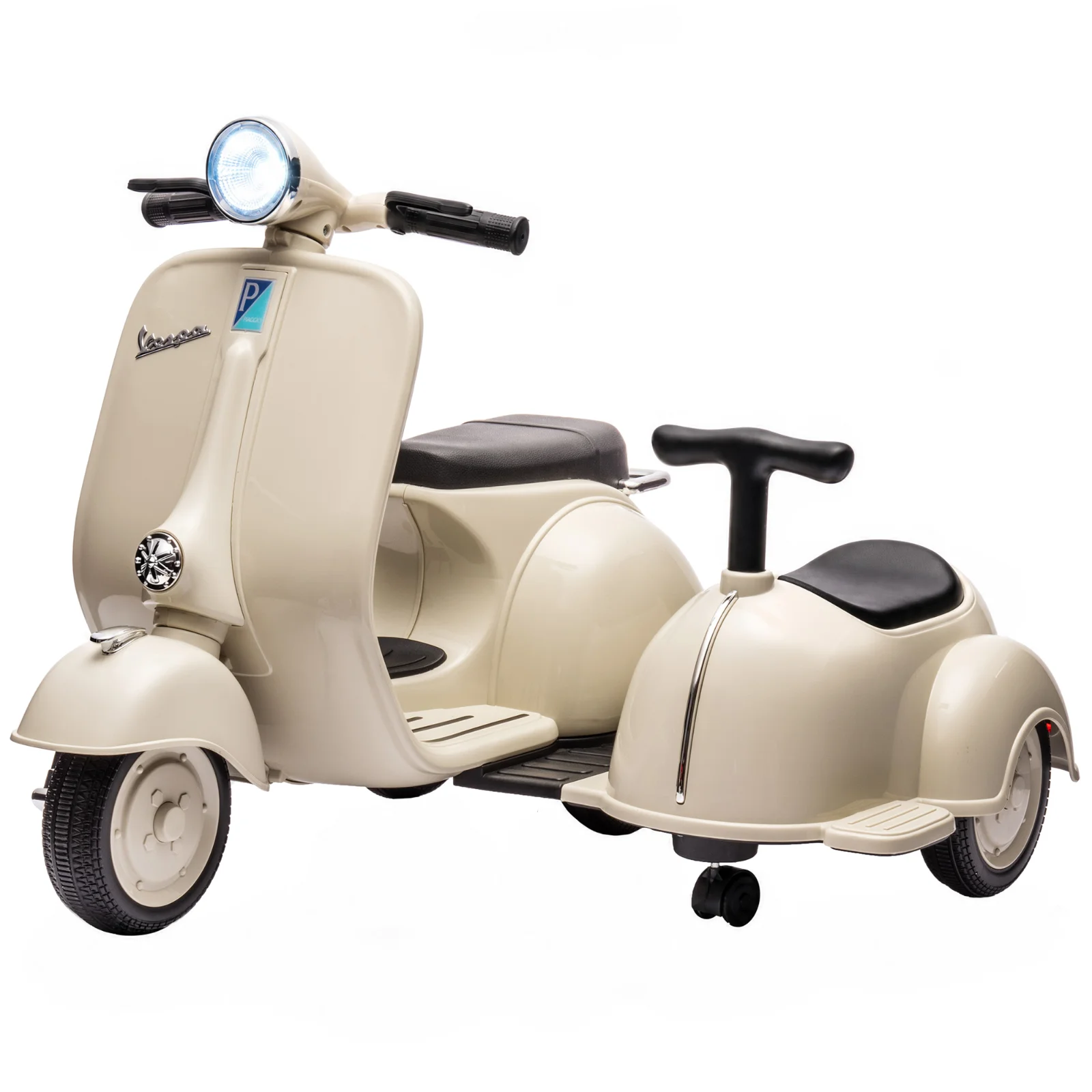 AIYAPLAY Motocicletă Electrică pentru Copii Licență VESPA cu 2 Locuri Pornire Lină Far Frontal Muzică USB și Depozitare Crem | Aosom Romania AIYAPLAY Motocicletă Electrică pentru Copii Licență VESPA cu 2 Locuri Pornire Lină Far Frontal Muzică USB și Depozitare Crem | Aosom Romania