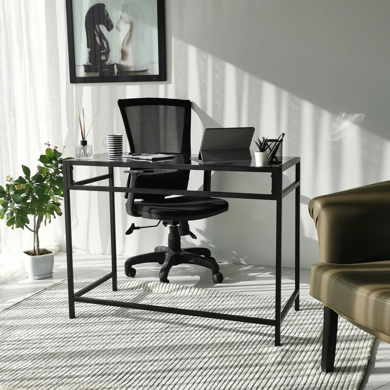 Birou, Hanah Home, Network Çalışma Masası / 100x45cm M100F, 100x75x45 cm, Negru / Fume Birou, Hanah Home, Network Çalışma Masası / 100x45cm M100F, 100x75x45 cm, Negru / Fume