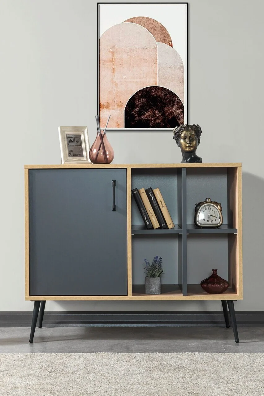 Consola, Hanah Home, Şile 4109, 100x83x44 cm, PAL, Stejar safir / Antracit Consola, Hanah Home, Şile 4109, 100x83x44 cm, PAL, Stejar safir / Antracit