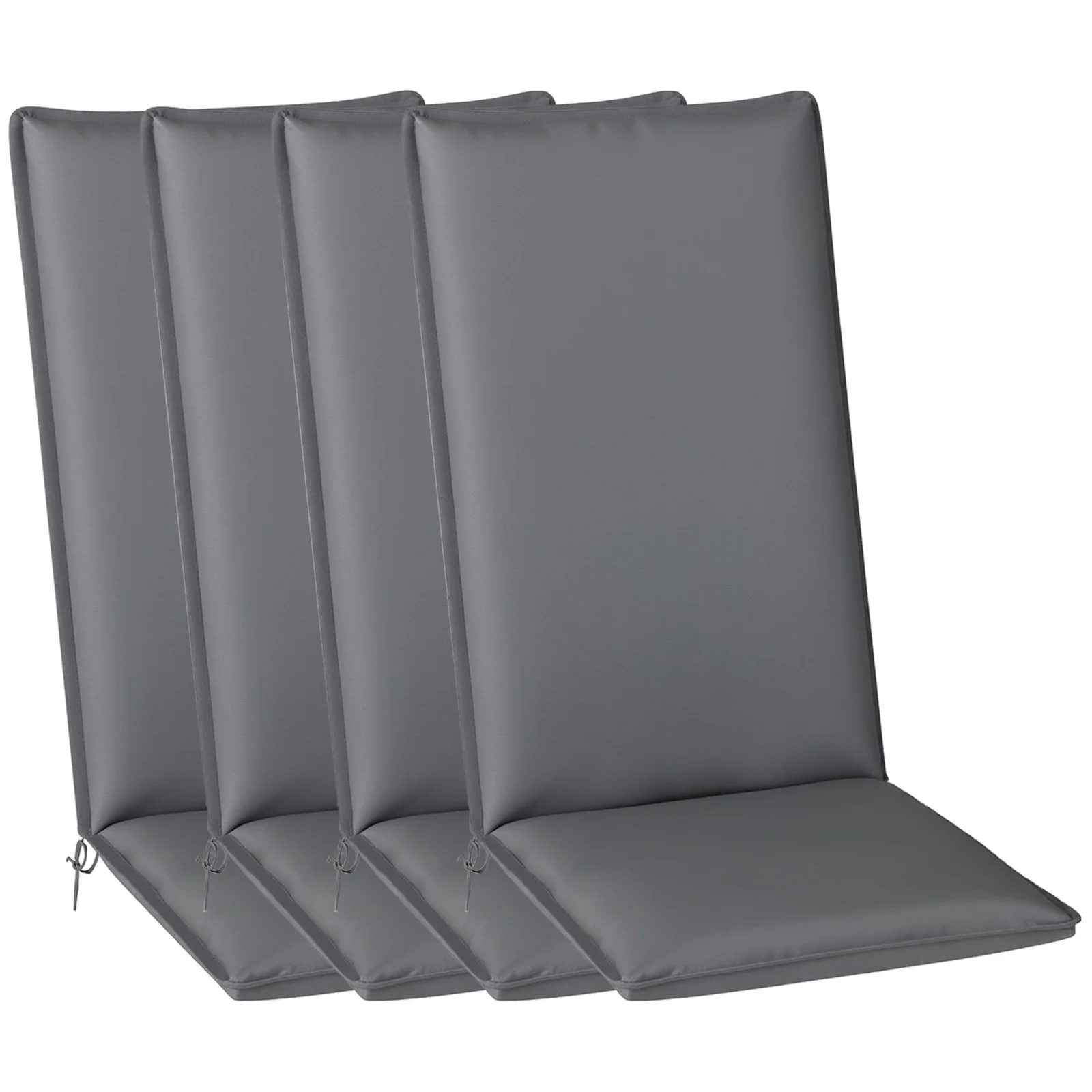 Outsunny Lot de 4 perne de scaun pentru exterior cu curele si banda reglabila, anti-decolorare UPF50+, 124x50x5cm, gri | Aosom Romania Outsunny Lot de 4 perne de scaun pentru exterior cu curele si banda reglabila, anti-decolorare UPF50+, 124x50x5cm, gri | Aosom Romania