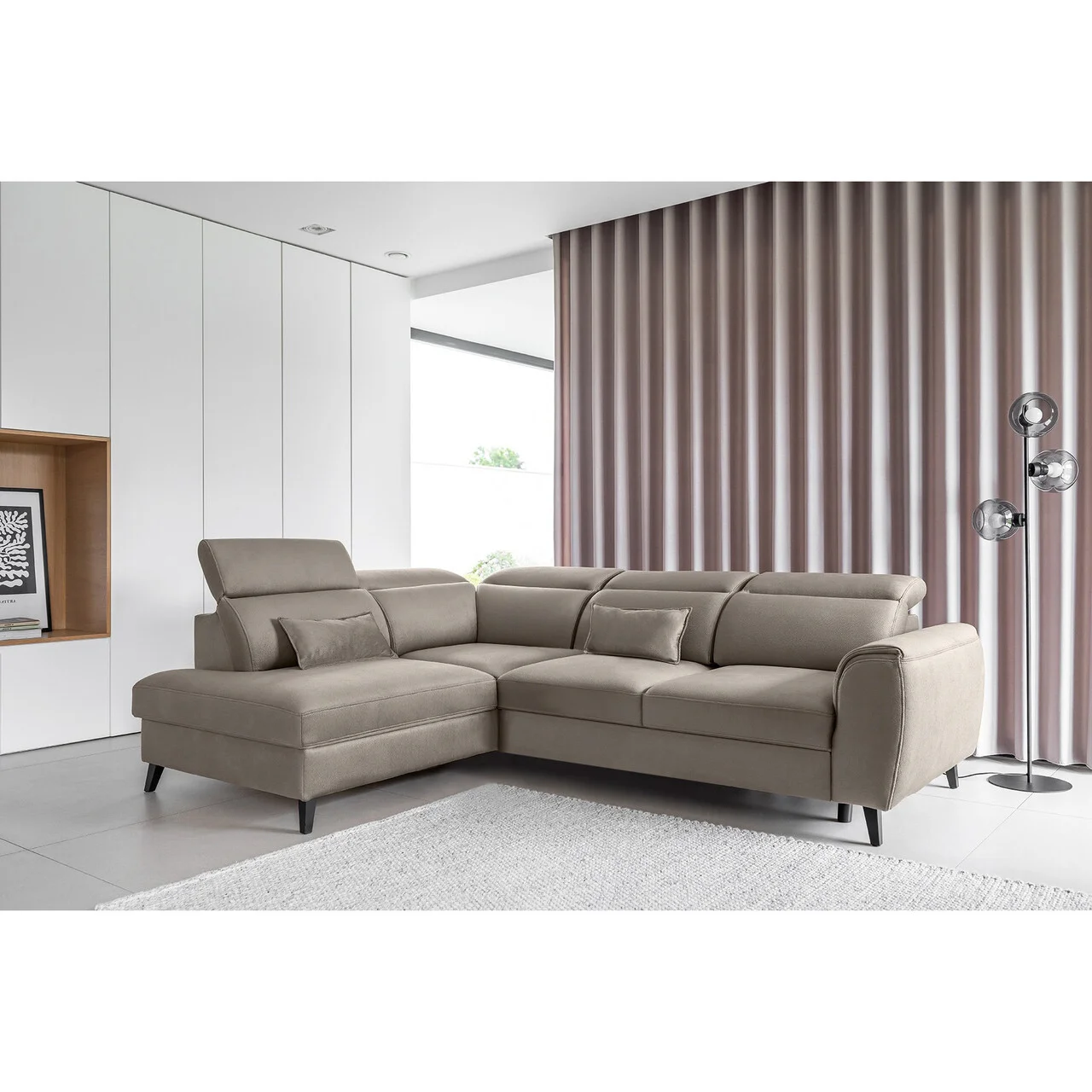 Coltar extensibil stanga 4 locuri ELTAP, LT-07SAV, Noble, 255x201x100 cm, lemn/poliester, bej inchis Coltar extensibil stanga 4 locuri ELTAP, LT-07SAV, Noble, 255x201x100 cm, lemn/poliester, bej inchis