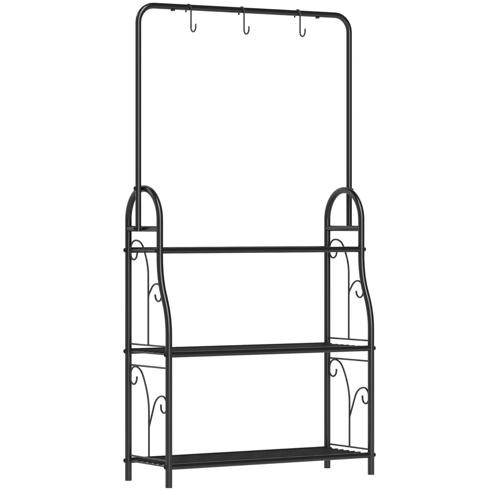 Outsunny Suport pentru Plante cu 3 Niveluri, cu Bară pentru Agățat și Cârlige, Raft Metalic pentru Ghivece și Flori, pentru Interior și Exterior, Balcon, Living, Dormitor, Negru | Aosom Romania Outsunny Suport pentru Plante cu 3 Niveluri, cu Bară pentru Agățat și Cârlige, Raft Metalic pentru Ghivece și Flori, pentru Interior și Exterior, Balcon, Living, Dormitor, Negru | Aosom Romania