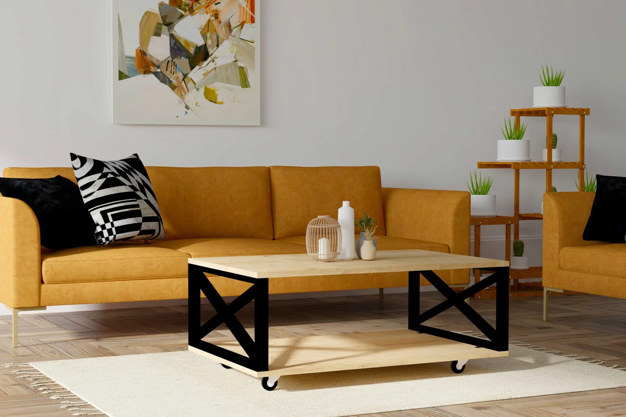 Masuta de cafea, Hanah Home, Refia, 98x33.6x60 cm, Maro Masuta de cafea, Hanah Home, Refia, 98x33.6x60 cm, Maro