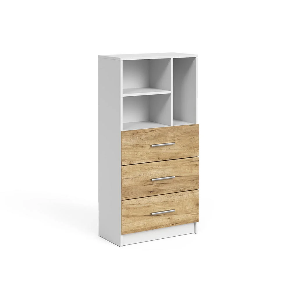 DULAP UNIVERSAL Tomy, Alb/Stejar auriu, 60x120 cm cu 3 sertare DULAP UNIVERSAL Tomy, Alb/Stejar auriu, 60x120 cm cu 3 sertare