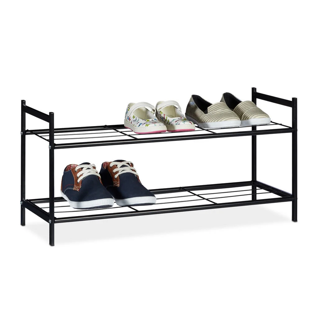 RAFT ÎNCĂLȚĂMINTE Negru metal 2 niveluri RAFT ÎNCĂLȚĂMINTE Negru metal 2 niveluri