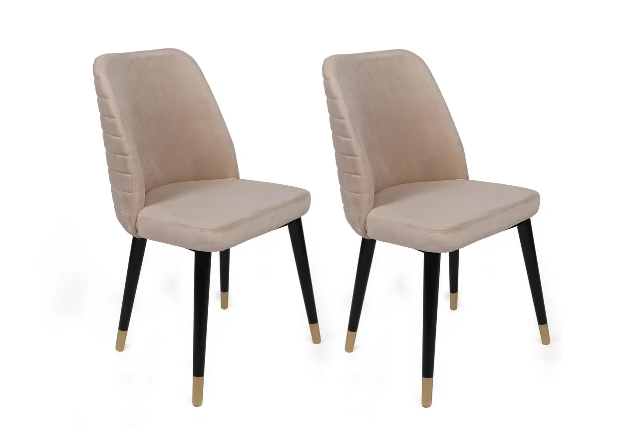 Set scaune 2 piese, Hanah Home, Hugo-367 V2, Crem / Negru / Auriu Set scaune 2 piese, Hanah Home, Hugo-367 V2, Crem / Negru / Auriu