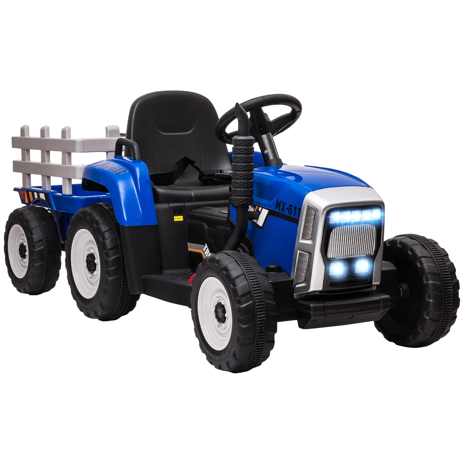 HOMCOM Tractor Electric pentru Copii cu Remorcă Detașabilă, Telecomandă, Port USB, Muzică și Lumini, 3-6 Ani, Albastru | Aosom Romania HOMCOM Tractor Electric pentru Copii cu Remorcă Detașabilă, Telecomandă, Port USB, Muzică și Lumini, 3-6 Ani, Albastru | Aosom Romania