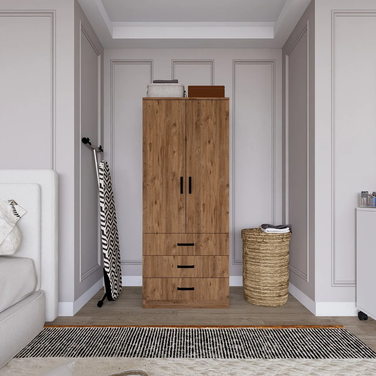 Dulap pentru haine, Hanah Home, Easy 1600-57, 60x174.8x47 cm, Maro Dulap pentru haine, Hanah Home, Easy 1600-57, 60x174.8x47 cm, Maro