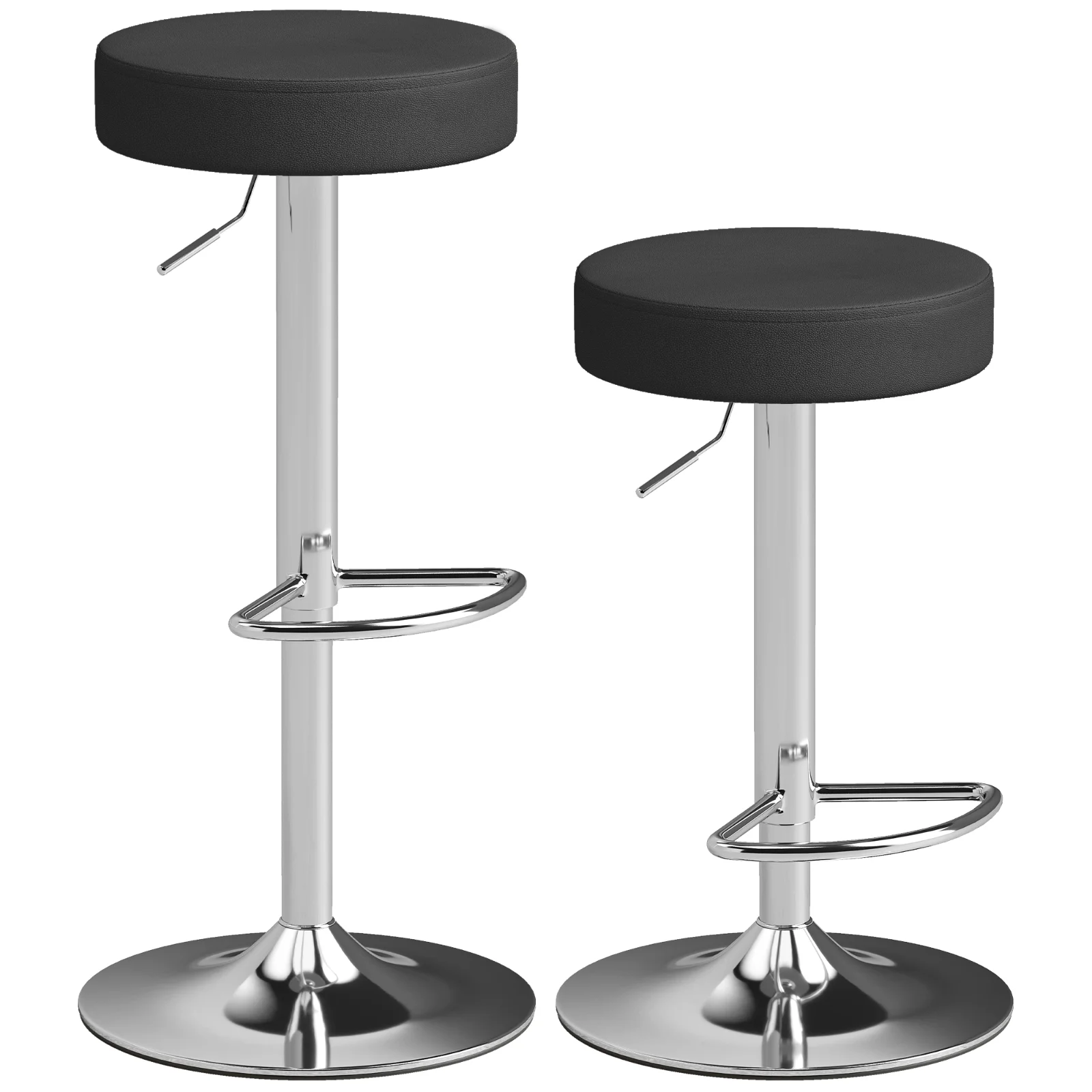 HOMCOM Set 2 Scaune de Bar din Piele PU, Rotative, Înălțime Reglabilă pentru Bucătărie, Negru | Aosom Romania HOMCOM Set 2 Scaune de Bar din Piele PU, Rotative, Înălțime Reglabilă pentru Bucătărie, Negru | Aosom Romania