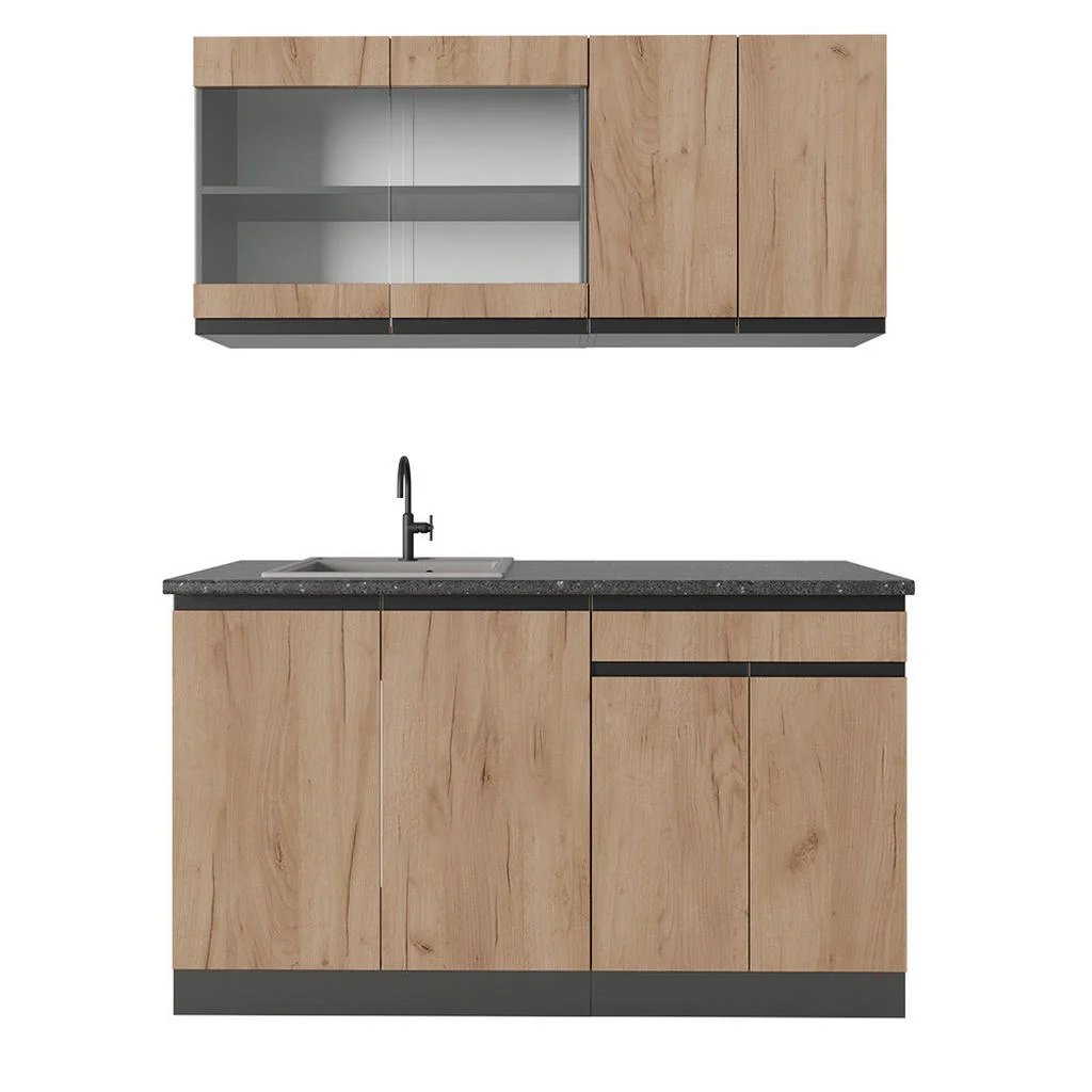 BUCĂTĂRIE SIMPLĂ R-Line Stejar Goldkraft/antracit 140 cm , AP Antracit BUCĂTĂRIE SIMPLĂ R-Line Stejar Goldkraft/antracit 140 cm , AP Antracit