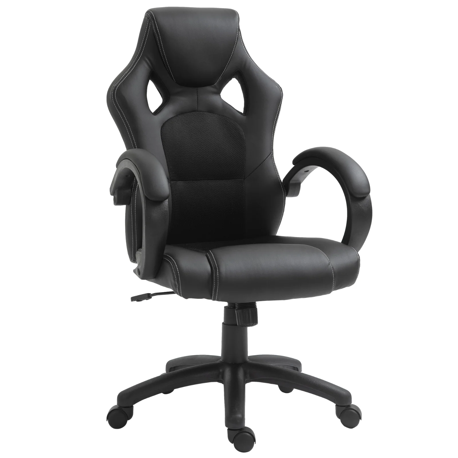 HOMCOM Scaun pentru birou, cu roti rotative la 360°, scaun gaming, inaltimea reglabila, Negru | Aosom Romania HOMCOM Scaun pentru birou, cu roti rotative la 360°, scaun gaming, inaltimea reglabila, Negru | Aosom Romania