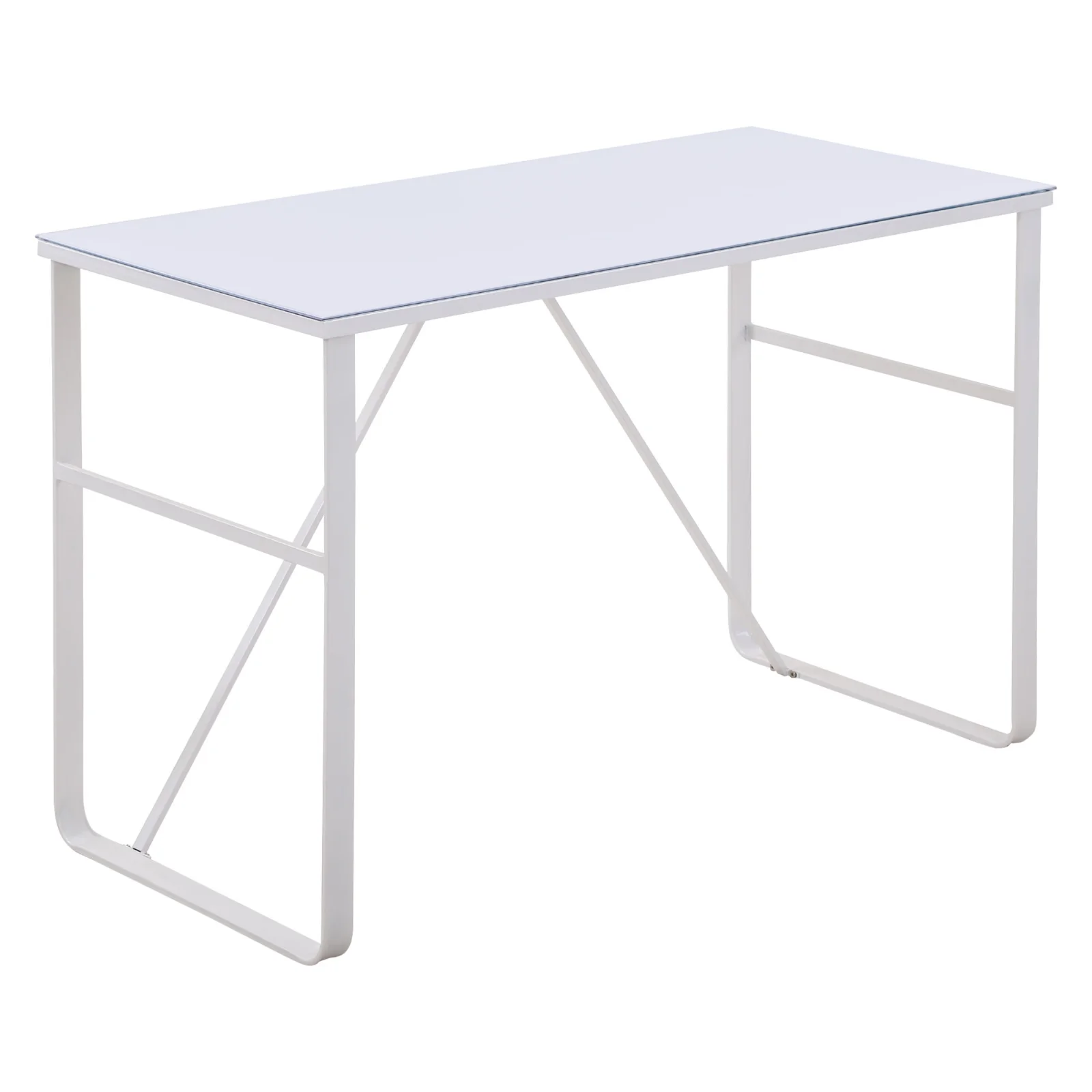 HOMCOM Birou Modern pentru Computer, PC, din Metal Alb și Sticlă Securizată, 120x60x74.5cm | Aosom Romania HOMCOM Birou Modern pentru Computer, PC, din Metal Alb și Sticlă Securizată, 120x60x74.5cm | Aosom Romania