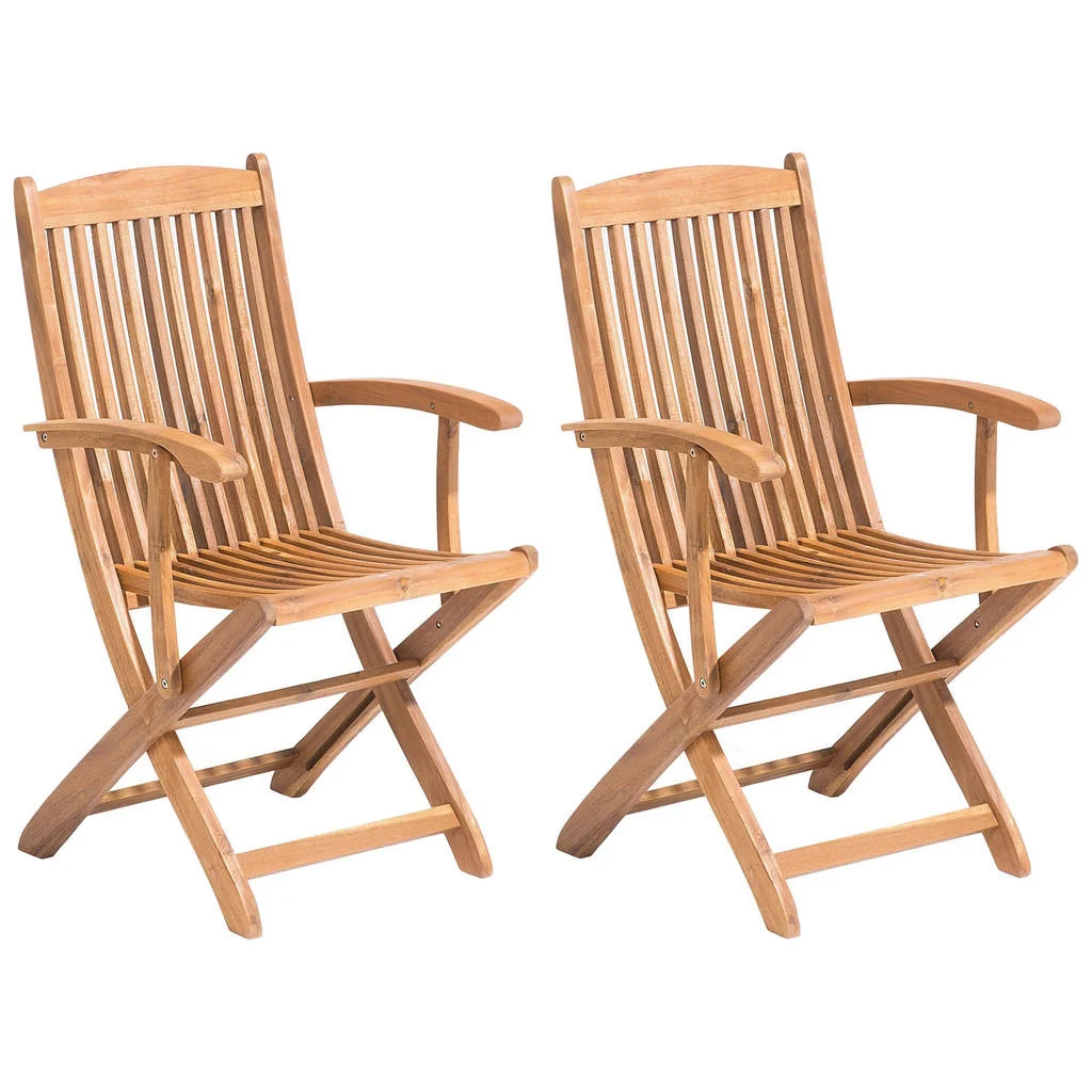 SCAUN DE GRĂDINĂ set de 2 cu brațe lemn de salcâm maro deschis Maui SCAUN DE GRĂDINĂ set de 2 cu brațe lemn de salcâm maro deschis Maui
