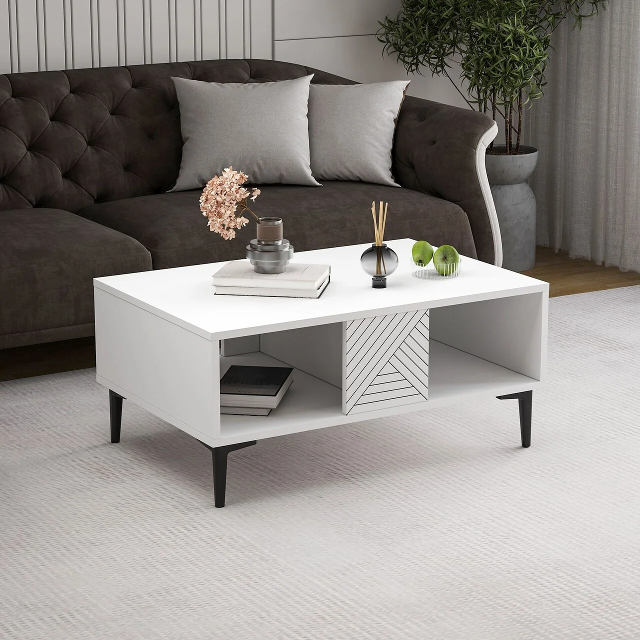 Masuta de cafea, Hanah Home, Felix, 90x40.6x60 cm, Alb Masuta de cafea, Hanah Home, Felix, 90x40.6x60 cm, Alb