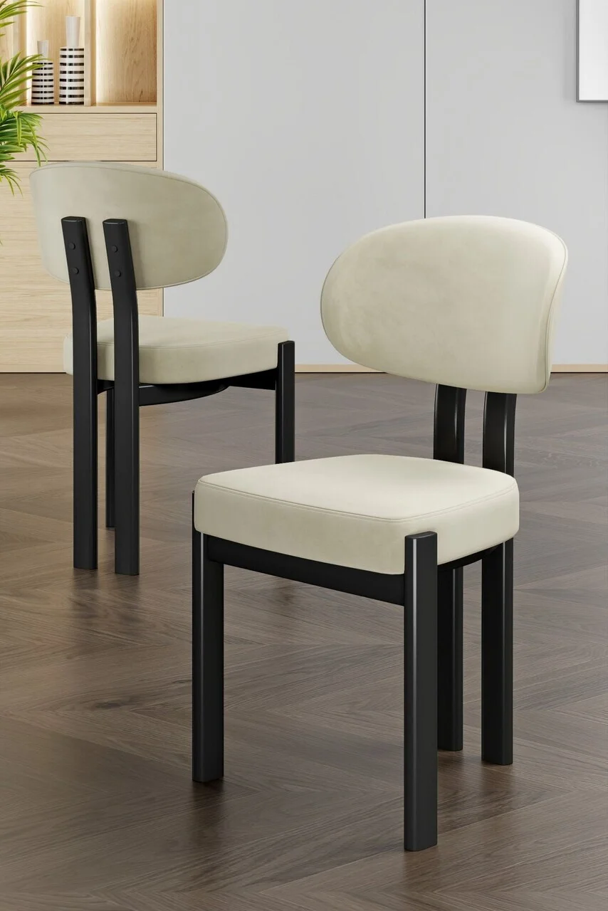Set scaune 4 piese, Hanah Home, Dore, Crem/Negru Set scaune 4 piese, Hanah Home, Dore, Crem/Negru
