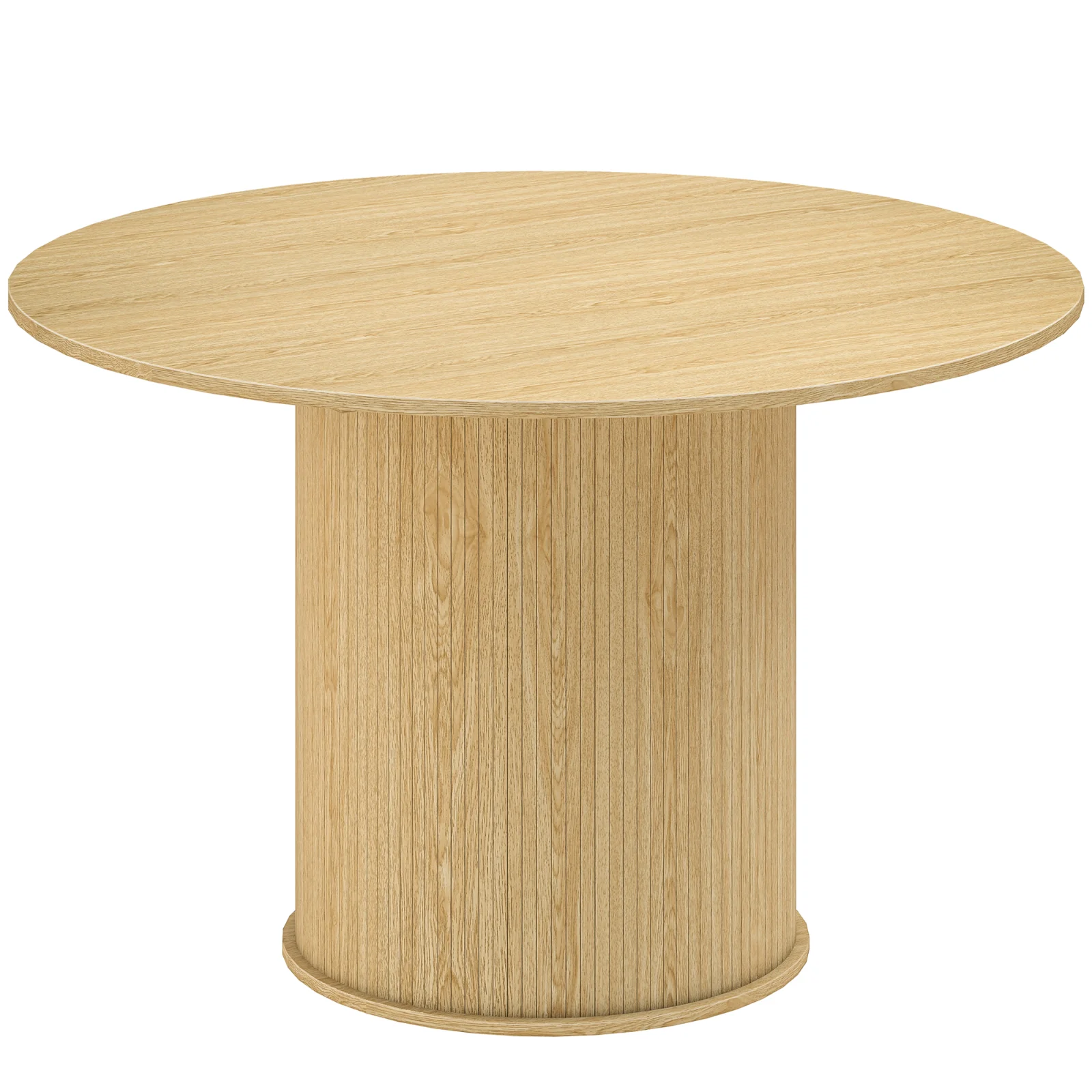 HOMCOM Masă de dining rotundă pentru 5 persoane, Ø 120 x 76 cm, masă de bucătărie cu bază cilindrică canelată, lemn natural | Aosom Romania HOMCOM Masă de dining rotundă pentru 5 persoane, Ø 120 x 76 cm, masă de bucătărie cu bază cilindrică canelată, lemn natural | Aosom Romania