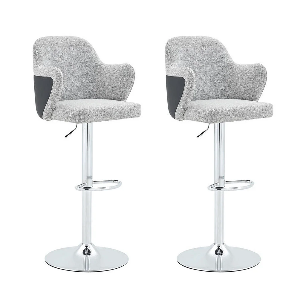 SET TABURET BAR (2 BUC) cu cotiere, rotire 360°, Gri deschis + Negru SET TABURET BAR (2 BUC) cu cotiere, rotire 360°, Gri deschis + Negru