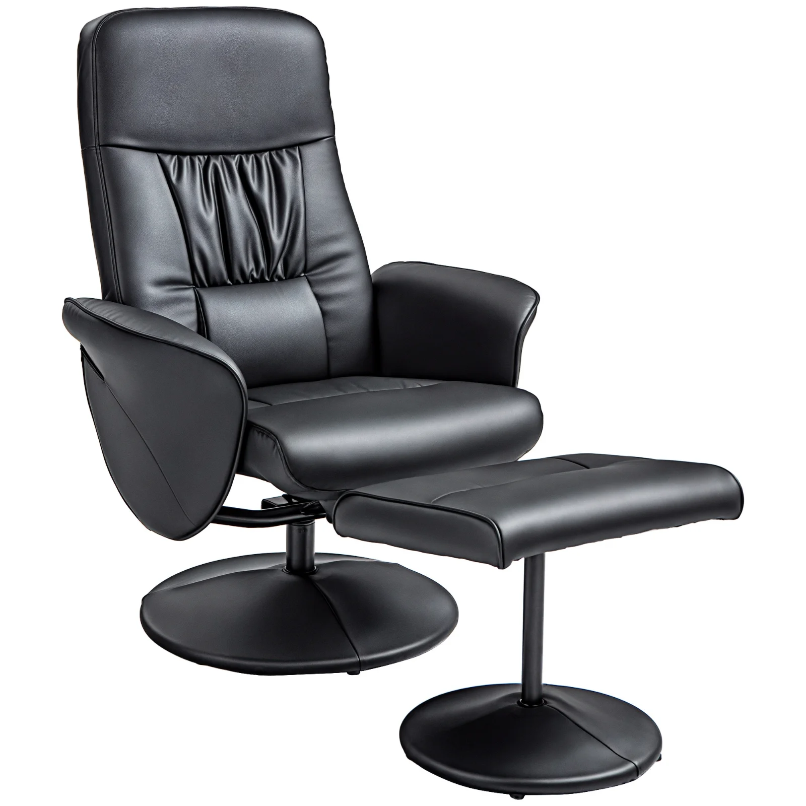 HOMCOM Set de 2 piese Fotoliu cu Taburet Fotoliu de relaxare cu Taburet, reglabil în înălțime, spătar înclinabil, Negru | Aosom Romania HOMCOM Set de 2 piese Fotoliu cu Taburet Fotoliu de relaxare cu Taburet, reglabil în înălțime, spătar înclinabil, Negru | Aosom Romania