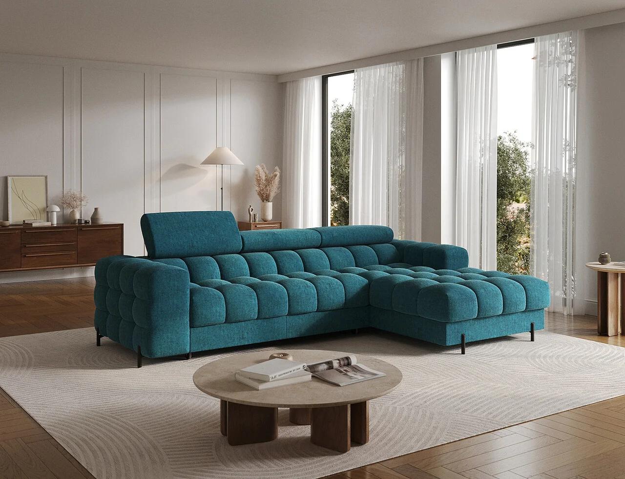 Coltar extensibil dreapta 3 locuri ELTAP, RT-40AMO, Felro, 285x181x93 cm, lemn/poliester, albastru Coltar extensibil dreapta 3 locuri ELTAP, RT-40AMO, Felro, 285x181x93 cm, lemn/poliester, albastru