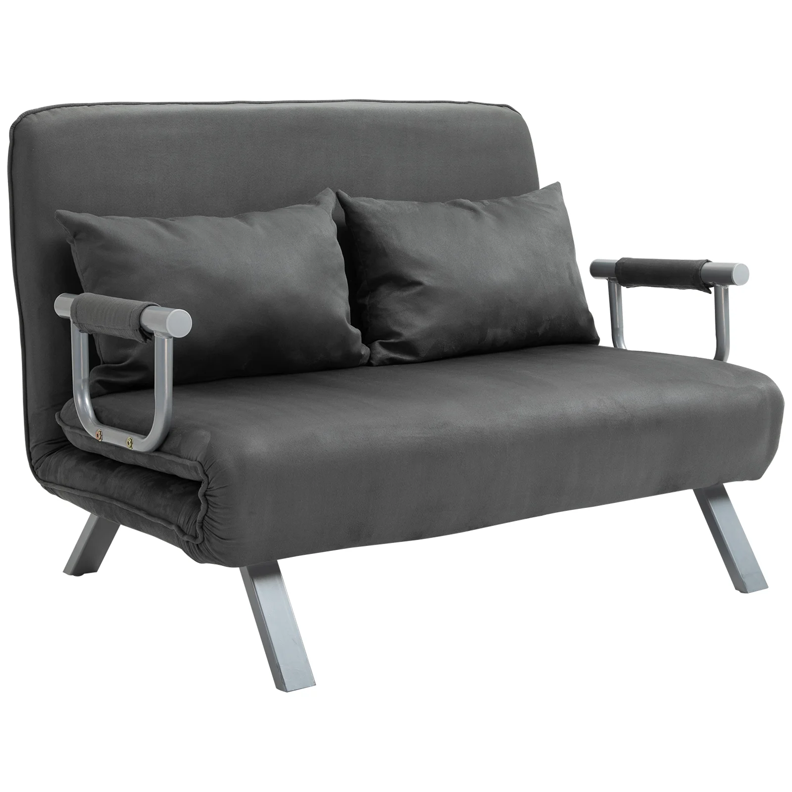 HOMCOM Canapea Extensibilă cu Șezut Reglabil în 5 Poziții și Perne Detașabile, Canapea din Imitație de Piele, 105x80x78 cm, Gri | Aosom Romania HOMCOM Canapea Extensibilă cu Șezut Reglabil în 5 Poziții și Perne Detașabile, Canapea din Imitație de Piele, 105x80x78 cm, Gri | Aosom Romania