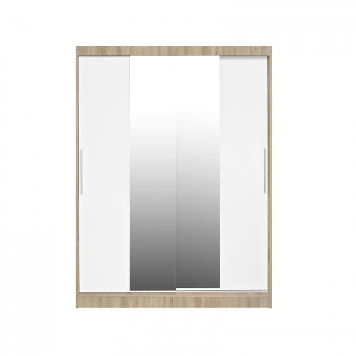 Dulap RODOS 04, usi glisante si oglinda, corp somona + usi alb, 150x60x200 cm Dulap RODOS 04, usi glisante si oglinda, corp somona + usi alb, 150x60x200 cm