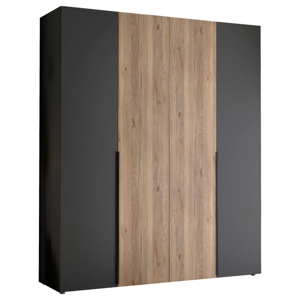 Șifonier, 200/210/53 cm, grafit, culoare lemn stejar Șifonier, 200/210/53 cm, grafit, culoare lemn stejar