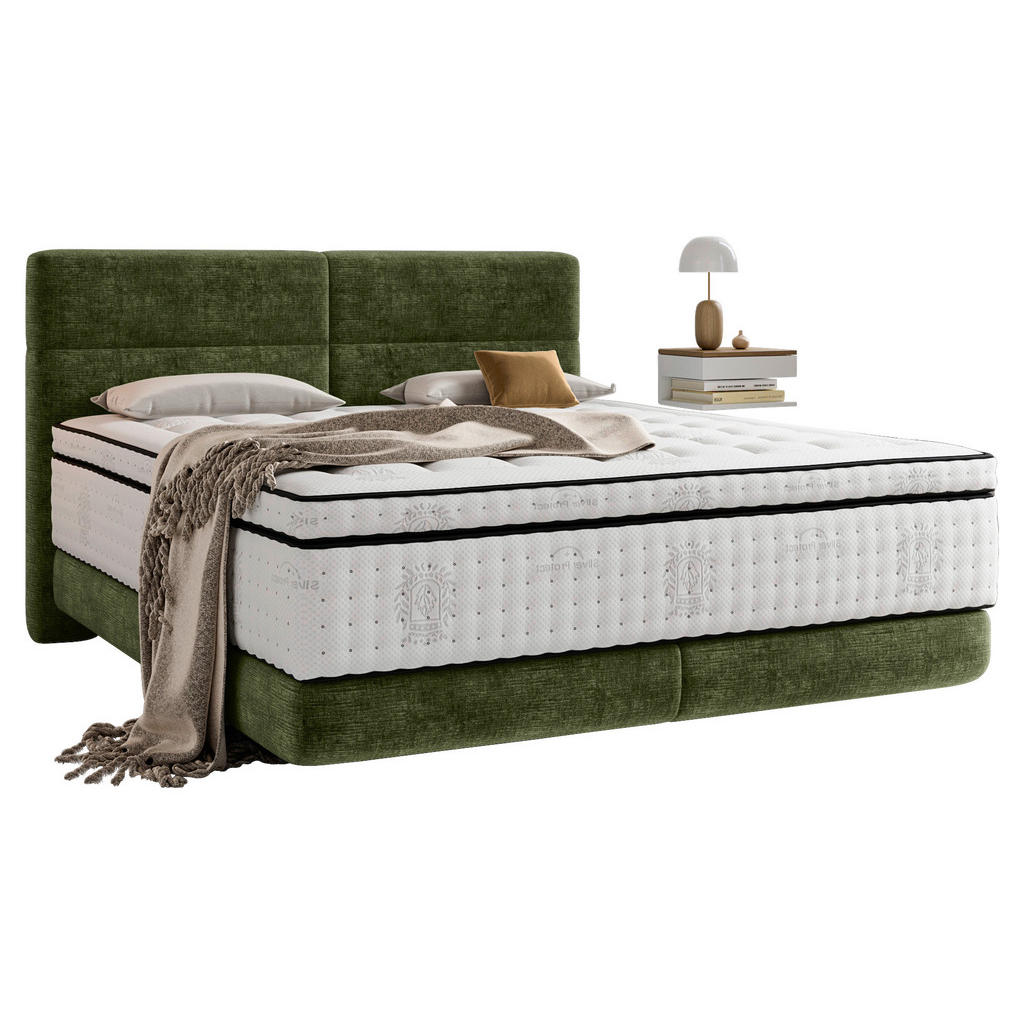 Pat Boxspring, 160/200 cm, măsliniu Pat Boxspring, 160/200 cm, măsliniu